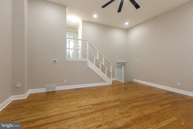 136 Chadwick Ave, Linwood, PA 19061 - unfurnished living room featuring ceiling fan, wood finished floors, and recessed lighting