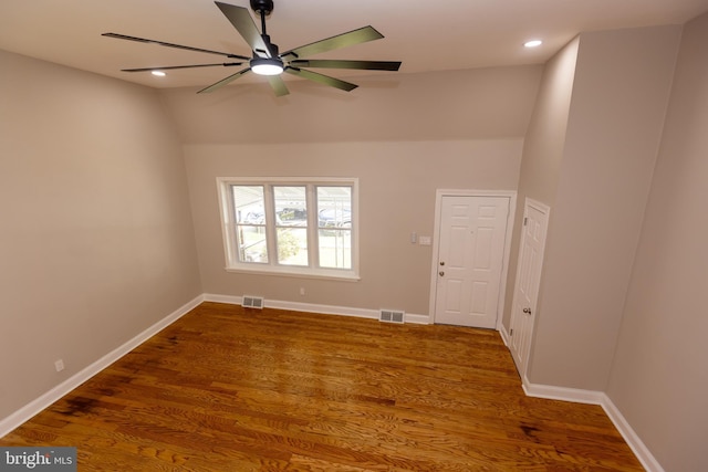 136 Chadwick Ave, Linwood, PA 19061 - empty room with vaulted ceiling, wood finished floors, and recessed lighting