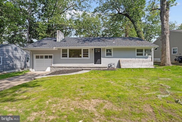 19 Glen Stewart Dr, Ewing, NJ 08618 - ranch-style home featuring an attached garage, a front lawn, a chimney, and driveway