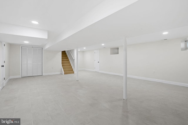 19 Glen Stewart Dr, Ewing, NJ 08618 - finished basement featuring stairs and recessed lighting