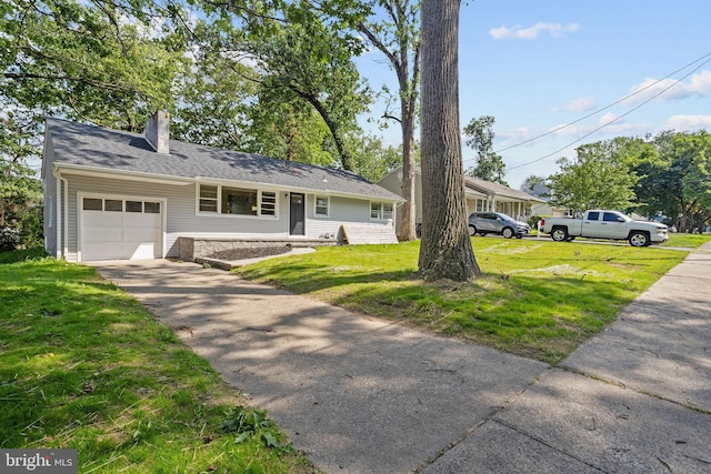 19 Glen Stewart Dr, Ewing, NJ 08618 - single story home featuring a garage, a front lawn, a chimney, and asphalt driveway