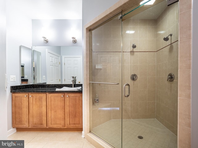 591 Odendhal Ave Unit 591, Gaithersburg, MD 20877 - full bathroom featuring a shower stall, double vanity, and tile patterned floors