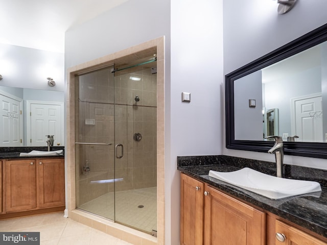 591 Odendhal Ave Unit 591, Gaithersburg, MD 20877 - full bathroom featuring a stall shower, vanity, and tile patterned flooring