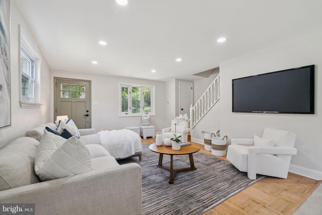 805 Windsor Cir, Folcroft, PA 19032 - living room with stairway and recessed lighting