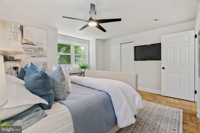 805 Windsor Cir, Folcroft, PA 19032 - bedroom featuring a closet and a ceiling fan