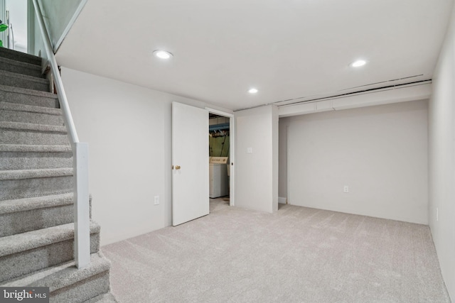 805 Windsor Cir, Folcroft, PA 19032 - finished below grade area with stairway, carpet floors, washer / clothes dryer, and recessed lighting
