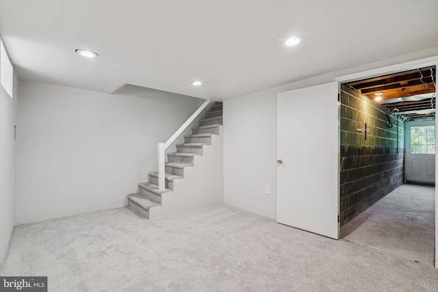 805 Windsor Cir, Folcroft, PA 19032 - below grade area featuring stairs, carpet flooring, and recessed lighting
