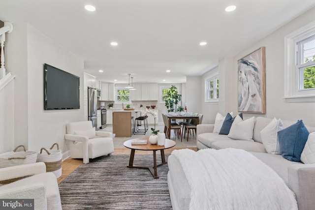 805 Windsor Cir, Folcroft, PA 19032 - living area with recessed lighting, healthy amount of natural light, and light wood finished floors