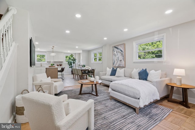 805 Windsor Cir, Folcroft, PA 19032 - living area with recessed lighting and stairs