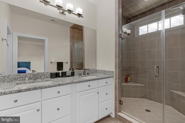 1025 Mutual Pl, Sandy Spring, MD 20860 - ensuite bathroom with double vanity and a shower stall