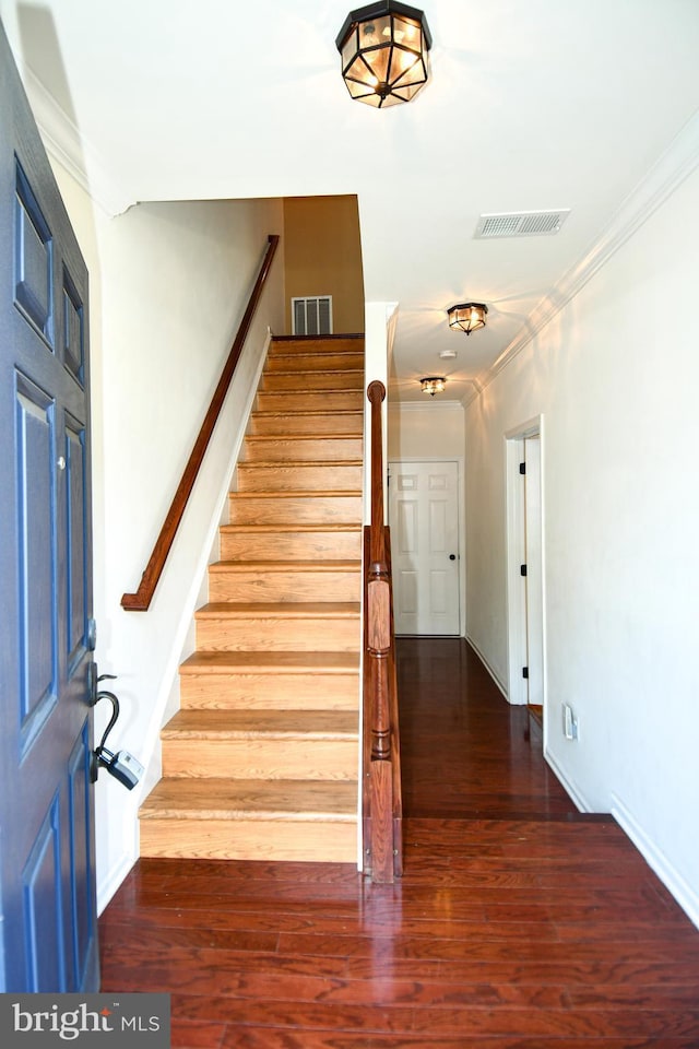 42825 Pamplin Ter, Chantilly, VA 20152 - stairs featuring wood finished floors and ornamental molding