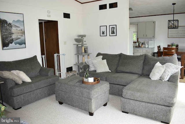 53 Snow Bird Trl, Fairfield, PA 17320 - living room with ornamental molding and carpet flooring
