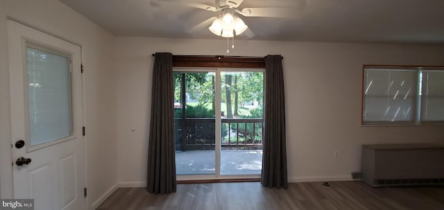 53 Snow Bird Trl, Fairfield, PA 17320 - doorway to outside featuring a ceiling fan and wood finished floors