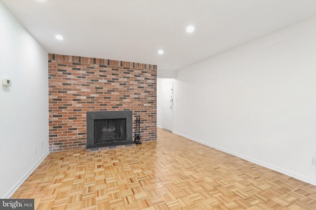 4000 Gypsy Ln Unit 529, Philadelphia, PA 19129 - unfurnished living room with recessed lighting and a fireplace