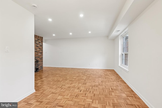 4000 Gypsy Ln Unit 529, Philadelphia, PA 19129 - unfurnished room featuring recessed lighting, a smoke detector, and a large fireplace
