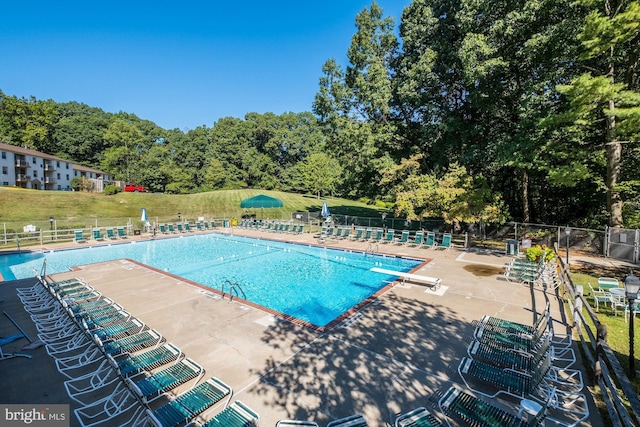 8384 Forrester Blvd, Springfield, VA 22152 - community pool featuring a patio and a diving board
