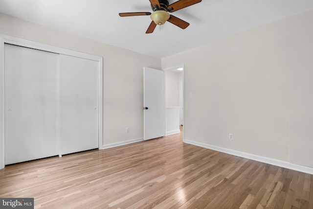 8384 Forrester Blvd, Springfield, VA 22152 - unfurnished bedroom featuring light wood-style floors, a closet, and ceiling fan