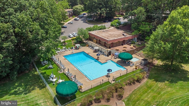 8384 Forrester Blvd, Springfield, VA 22152 - aerial view of a pool and a tree filled landscape