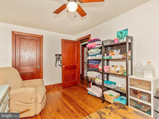 21127 Twin Springs Dr, Smithsburg, MD 21783 - sitting room featuring a ceiling fan and wood finished floors