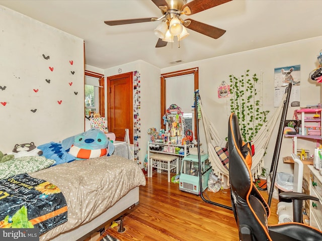 21127 Twin Springs Dr, Smithsburg, MD 21783 - bedroom featuring wood finished floors and ceiling fan