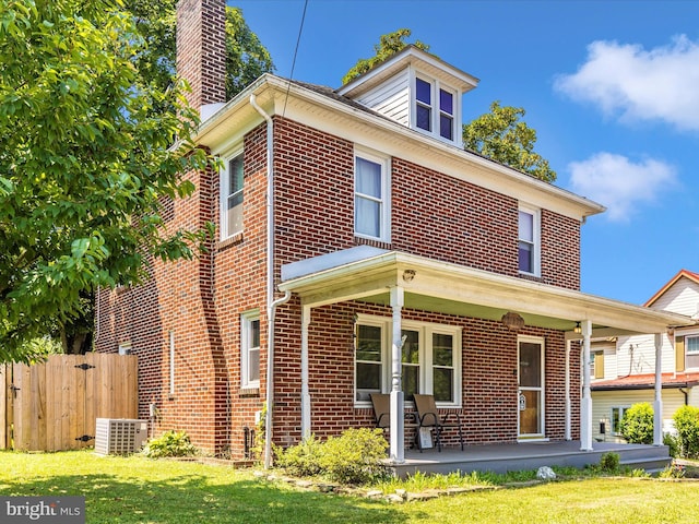 21127 Twin Springs Dr, Smithsburg, MD 21783 - view of front of house with brick siding, a chimney, and covered porch