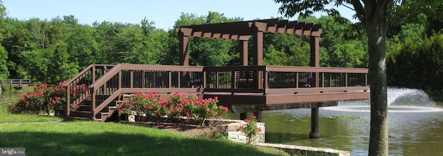 44035 Kings Arms Sq, Ashburn, VA 20147 - dock featuring a pergola and a deck with water view