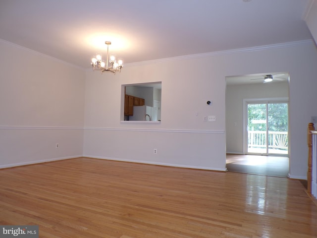 44035 Kings Arms Sq, Ashburn, VA 20147 - empty room with a chandelier, light wood-style floors, and ornamental molding