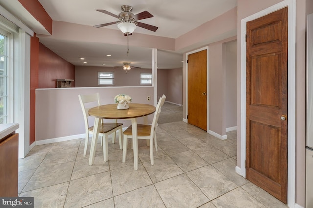 22 Clemson Rd, Cherry Hill, NJ 08034 - dining space featuring ceiling fan and recessed lighting