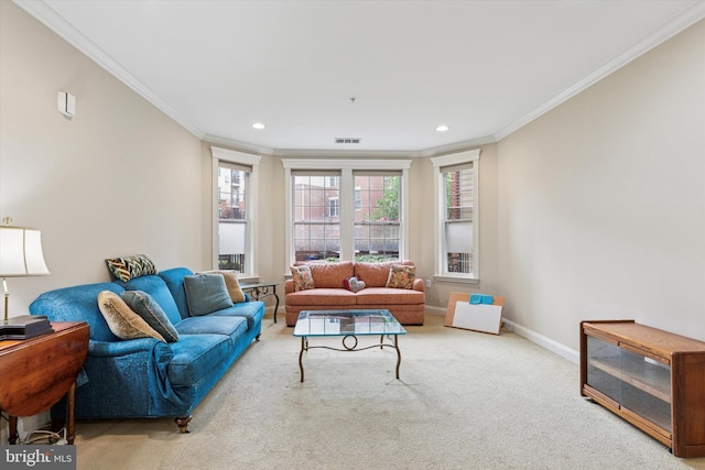 300 W Elm St Unit 2104, Conshohocken, PA 19428 - living area featuring carpet, crown molding, and recessed lighting
