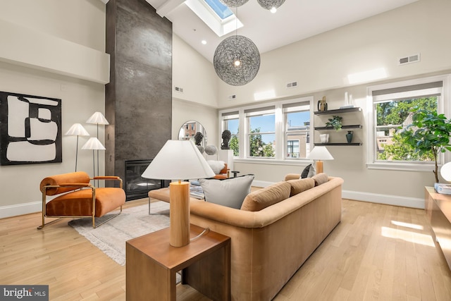 2431 Ontario Rd NW Unit 4, Washington, DC 20009 - living room with high vaulted ceiling, wood finished floors, healthy amount of natural light, and a large fireplace