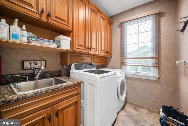 1126 Timbergate Dr, Jenkintown, PA 19046 - washroom featuring washer and clothes dryer, cabinet space, and light tile patterned floors