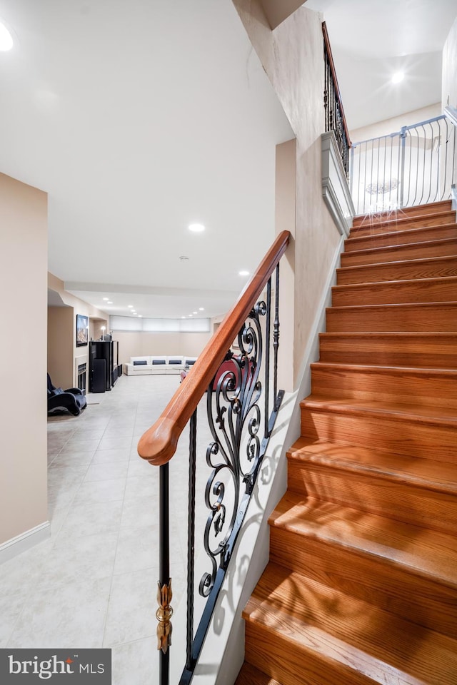 1126 Timbergate Dr, Jenkintown, PA 19046 - stairs featuring recessed lighting and tile patterned flooring