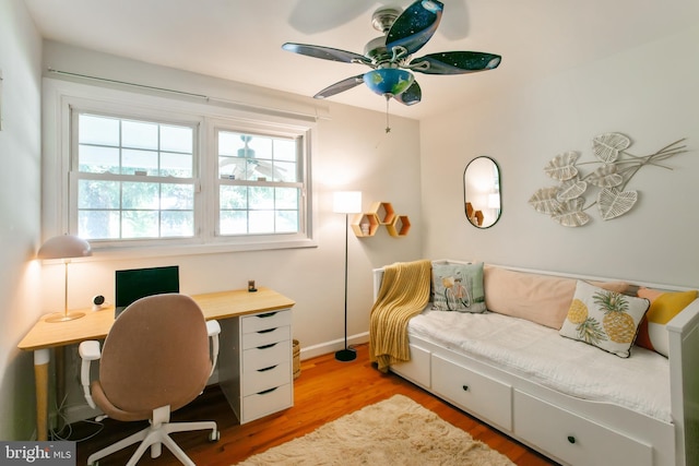 5722 Larpin Ln, Alexandria, VA 22310 - home office featuring light wood-type flooring and a ceiling fan