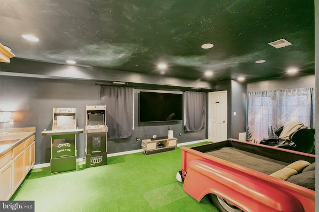 5722 Larpin Ln, Alexandria, VA 22310 - game room with carpet flooring and recessed lighting