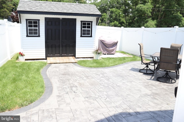 848 Grakyn Ln, Philadelphia, PA 19128 - view of outbuilding with a fenced backyard and outdoor dining space