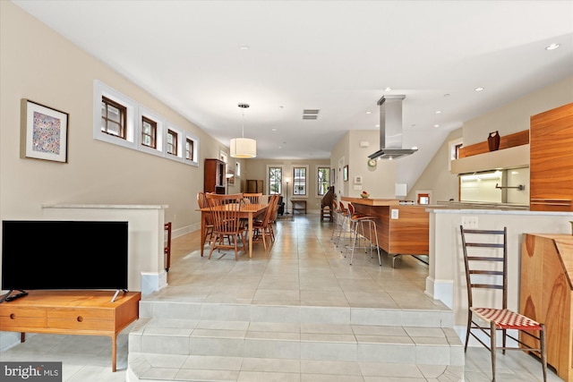 9 E Walnut St, Alexandria, VA 22301 - dining room featuring light tile patterned floors and recessed lighting