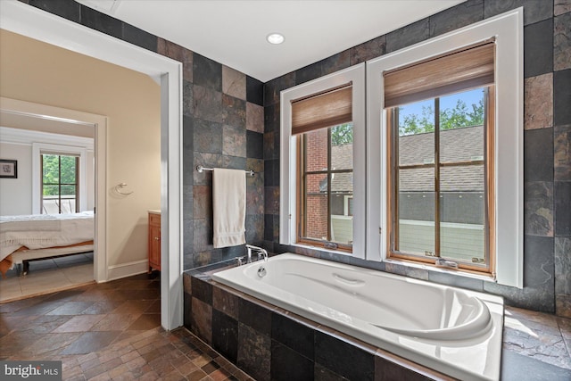 9 E Walnut St, Alexandria, VA 22301 - full bath with stone tile flooring, tiled tub, and ensuite bathroom