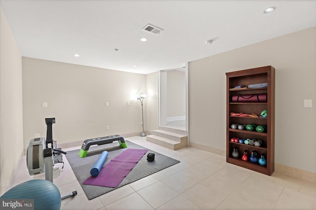 9 E Walnut St, Alexandria, VA 22301 - workout area with recessed lighting and light tile patterned floors