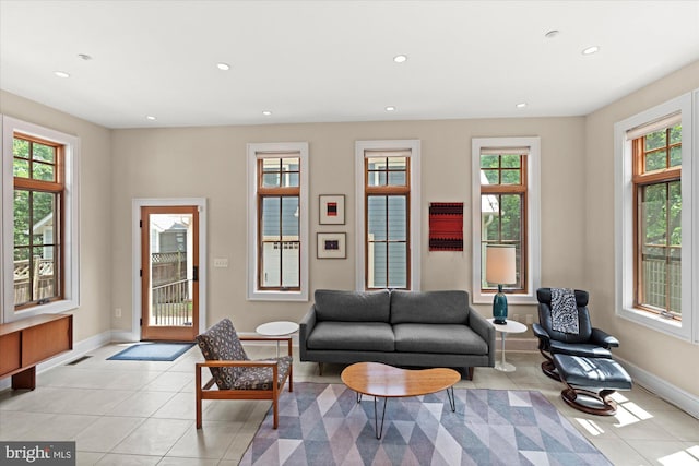 9 E Walnut St, Alexandria, VA 22301 - living room featuring healthy amount of natural light, light tile patterned flooring, and recessed lighting