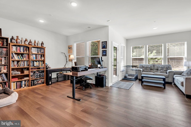 8321 Meadowood Dr, Hanover, MD 21076 - home office featuring wood finished floors, recessed lighting, and plenty of natural light