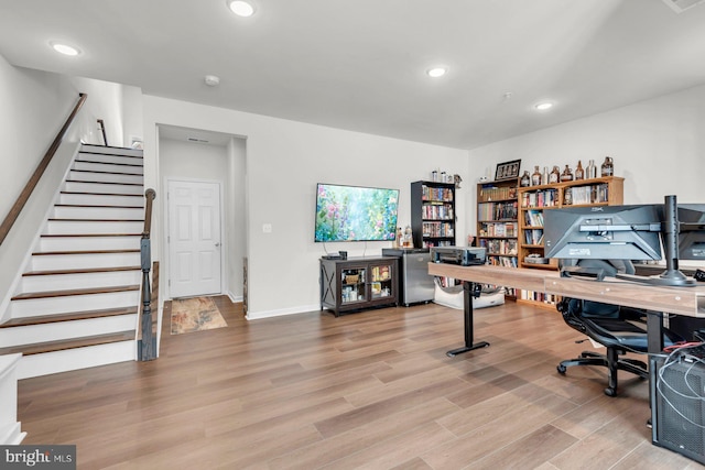 8321 Meadowood Dr, Hanover, MD 21076 - office area featuring wood finished floors and recessed lighting