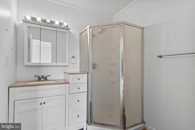 1142 Pheasant Dr N, Carlisle, PA 17013 - full bath featuring a stall shower, vanity, and ornamental molding