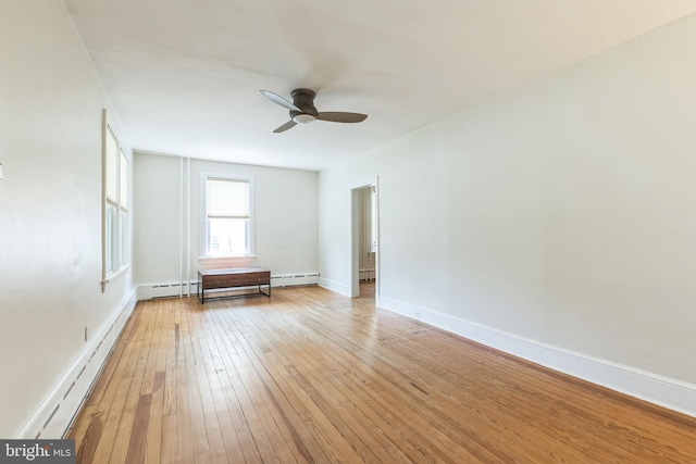 250 Maple Ave, Glenside, PA 19038 - unfurnished room featuring ceiling fan, light wood-type flooring, a baseboard radiator, and a baseboard heating unit