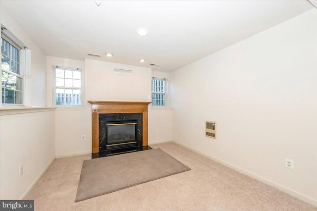 1724 Derrs Sq E, Frederick, MD 21701 - unfurnished living room with a fireplace, carpet, and recessed lighting