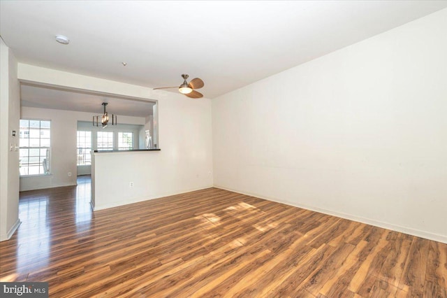 1724 Derrs Sq E, Frederick, MD 21701 - unfurnished room with wood finished floors, a chandelier, and ceiling fan