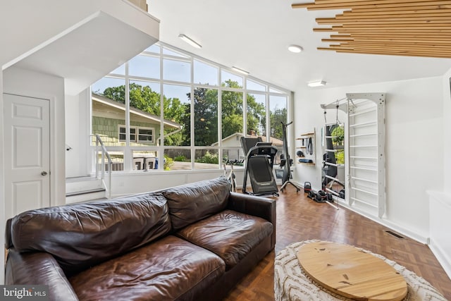 2307 Sherwood Hall Ln, Alexandria, VA 22306 - living room featuring plenty of natural light and vaulted ceiling