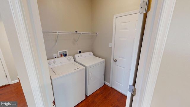 8117 Grayden Ln, Brandywine, MD 20613 - laundry room featuring washer and dryer and dark wood-type flooring