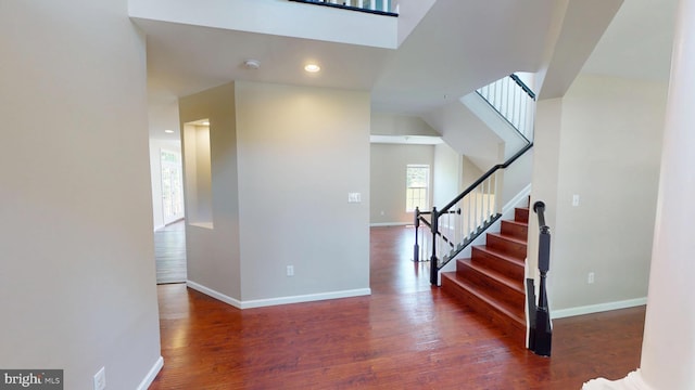 8117 Grayden Ln, Brandywine, MD 20613 - foyer with wood finished floors, stairs, recessed lighting, and a high ceiling