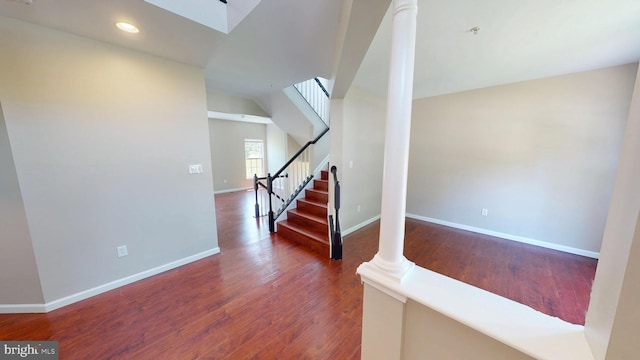 8117 Grayden Ln, Brandywine, MD 20613 - staircase featuring wood finished floors, recessed lighting, and a skylight