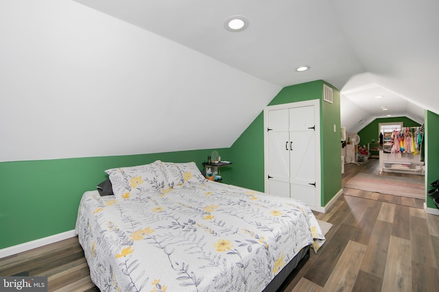 14 Utah Ave, Cherry Hill, NJ 08002 - bedroom featuring lofted ceiling, wood finished floors, a closet, and recessed lighting